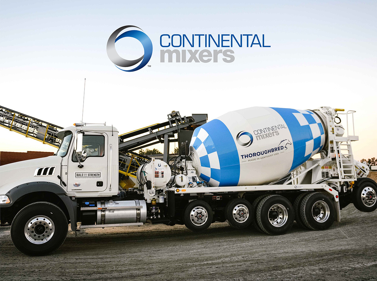Continental Thoroughbred ready-mix mixer with drum branding